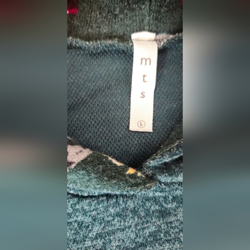 MTS Floral Long Sleeve Dress - Teal and Multicolor - Size Large - Picture 4 of 5